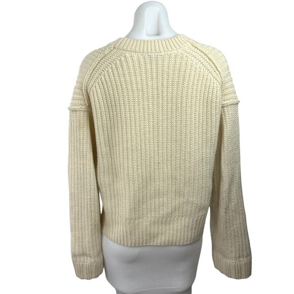 JW Anderson X Uniqlo Cream Wool Blend Waffle Knit Button Crop Cardigan Sweater M - Picture 2 of 4